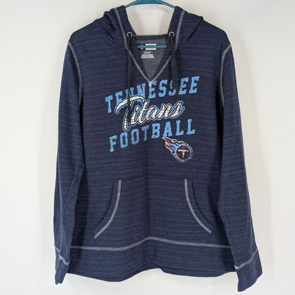 NFL Team Apparel Women's Tennessee Titans Football Navy Blue V-Neck Hoodie XL - Picture 1 of 5